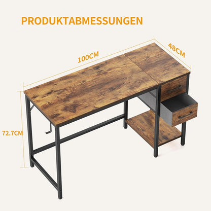 Computertisch mit Schubladen 120 cm moderner PC-Tisch Braun