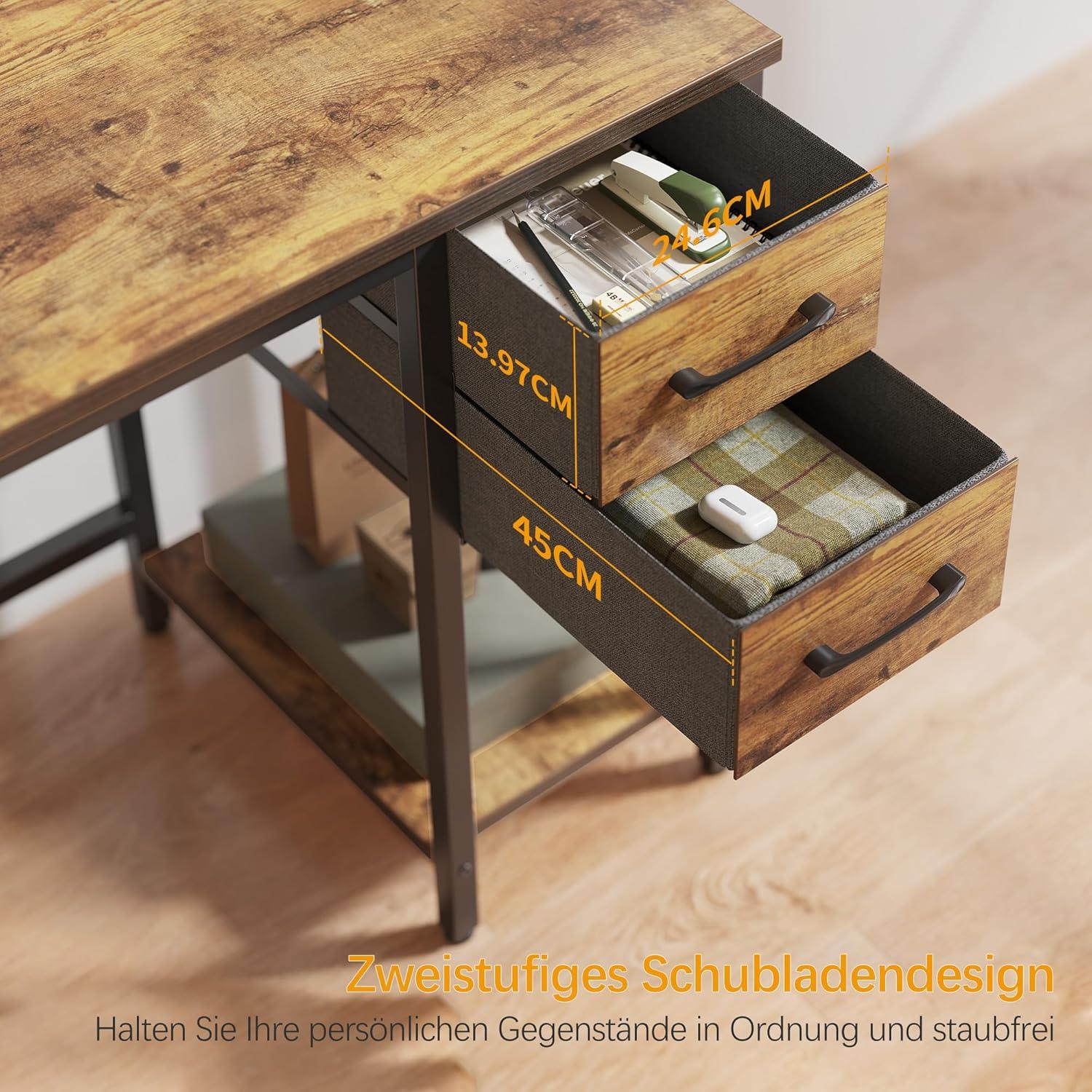 PC-Tisch mit Schubladen 120cm Braun für Home Office - Cubiker
