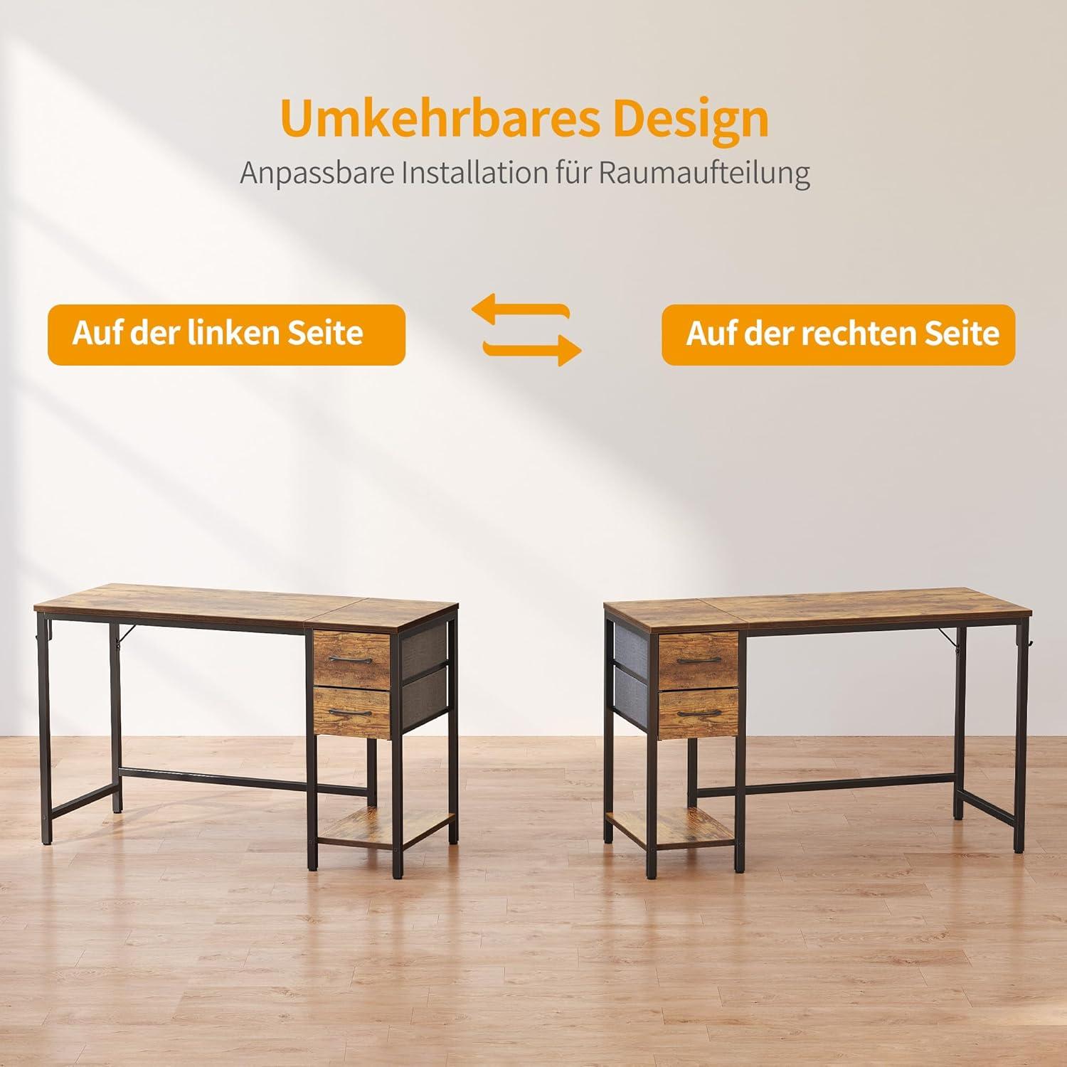 Modernes Computertisch mit Schubladen 120 cm - 9-stufige Aufbewahrung