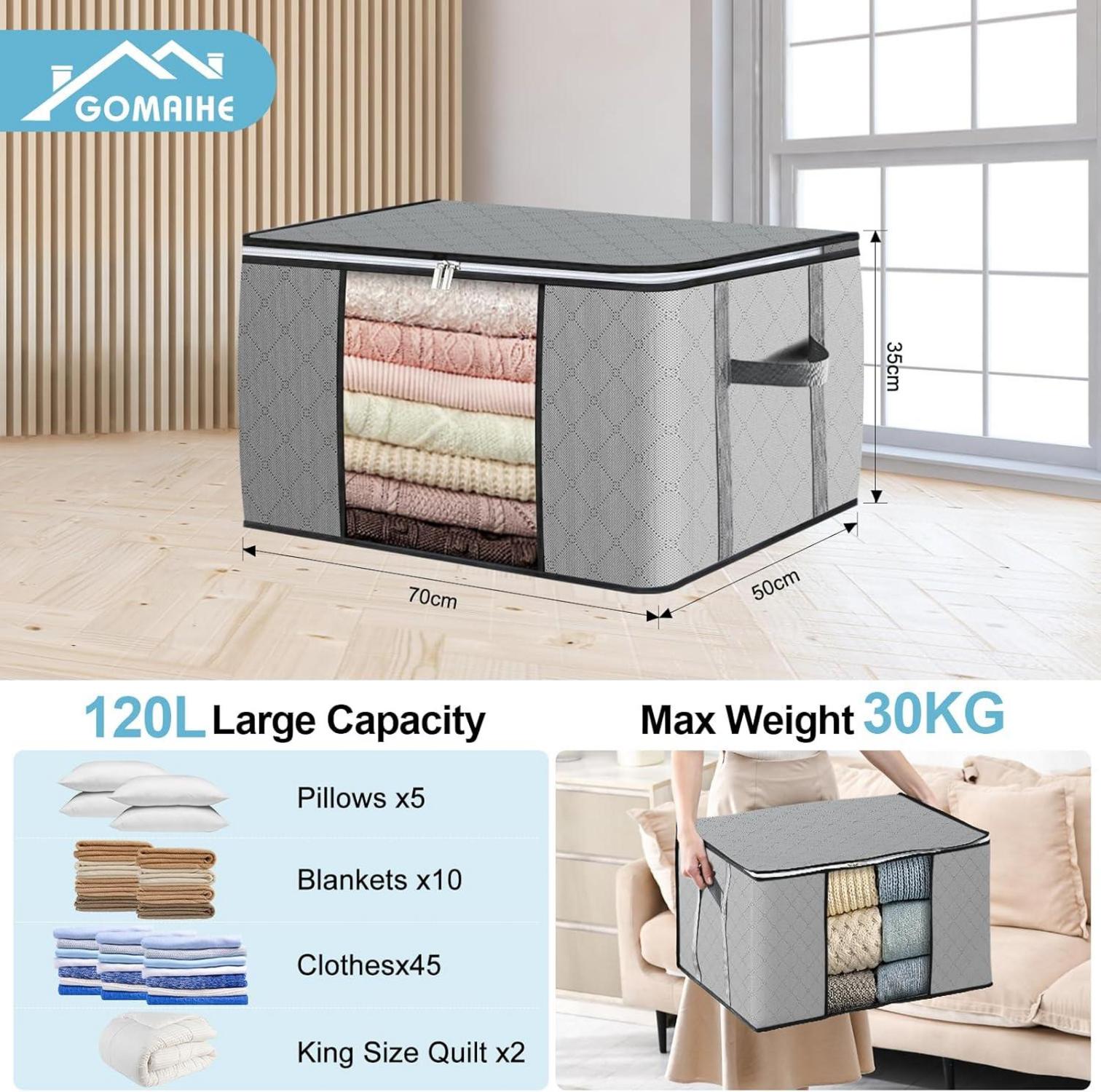 GoMaihe 6er Set 120L Aufbewahrungstasche Decken Kleidung Boxen
