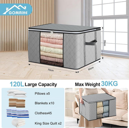GoMaihe 6er Set 120L Aufbewahrungstasche Decken Kleidung Boxen
