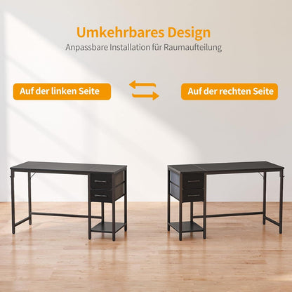 Schwarzer Computertisch 120 cm mit Schubladen und modernem Design