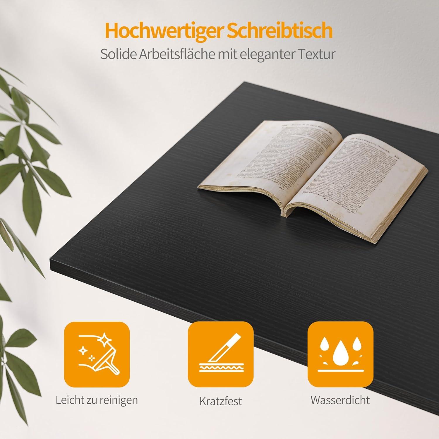 Schwarzer Computertisch 120 cm mit Schubladen und modernem Design