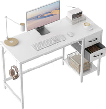 Weißer Computertisch mit Schubladen 120 cm - Moderne Büroecke