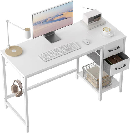 Weißer Computertisch mit Schubladen 120 cm - Moderne Büroecke