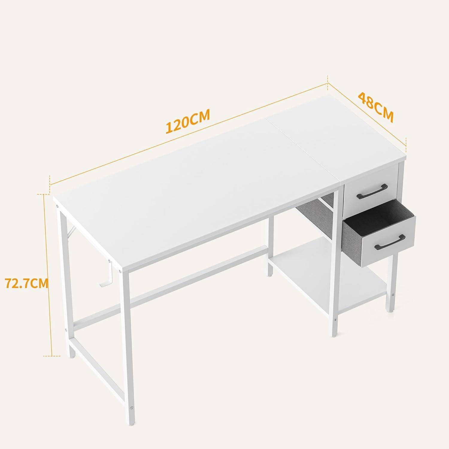 Weißer Computertisch mit Schubladen 120 cm - Moderne Büroecke