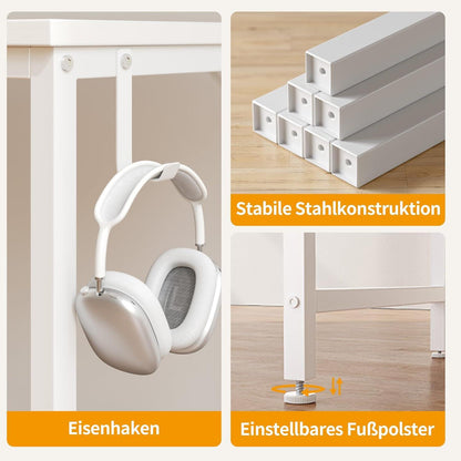 Kleiner Computertisch 120 cm weiß mit Schubladen, moderner PC-Tisch
