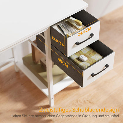 Computertisch 120 cm Weiß mit Schubladen für Home Office