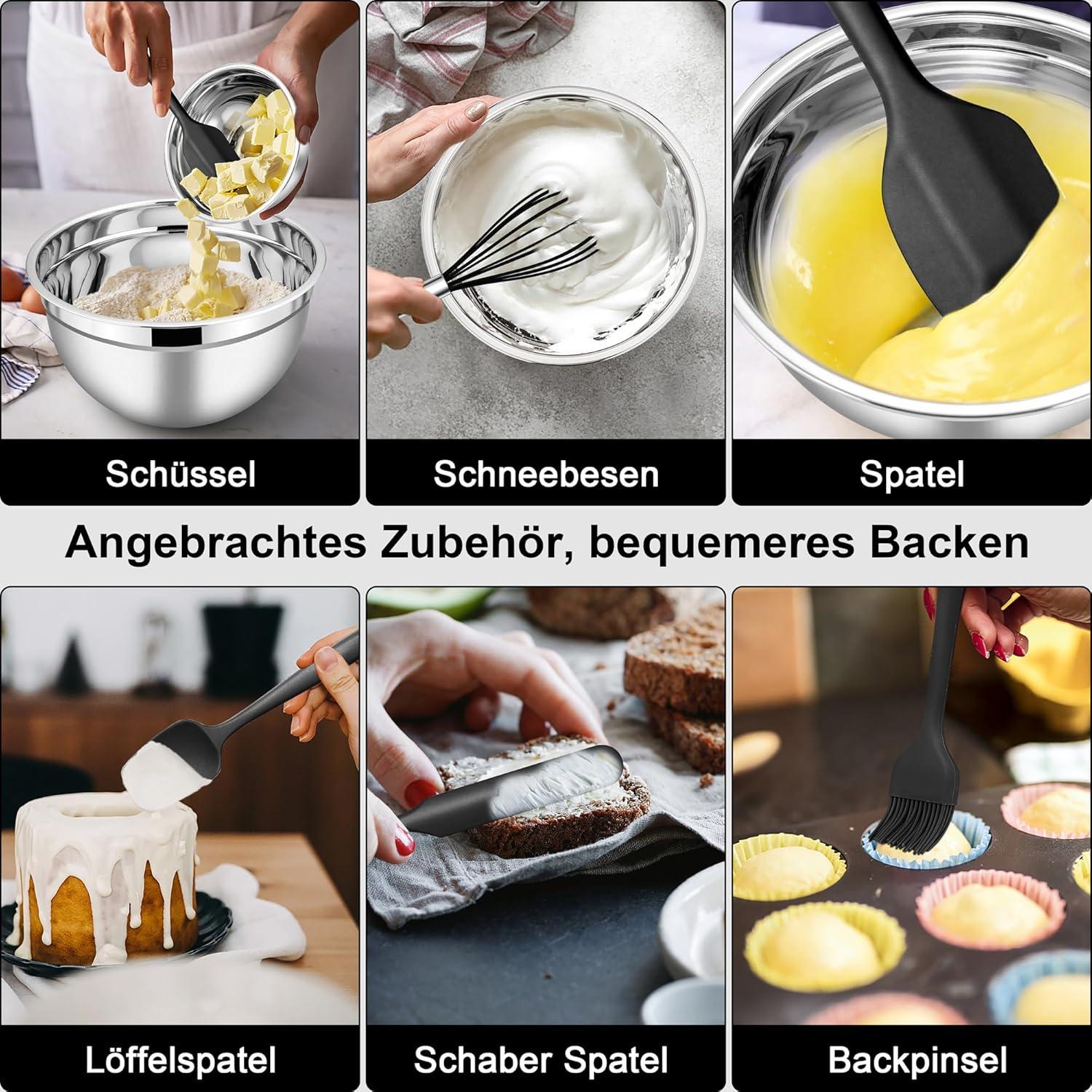 Herogo Edelstahl Salatschüssel Set 5-teilig 4,5L 2,7L 1,5L 1,2L 0,7L