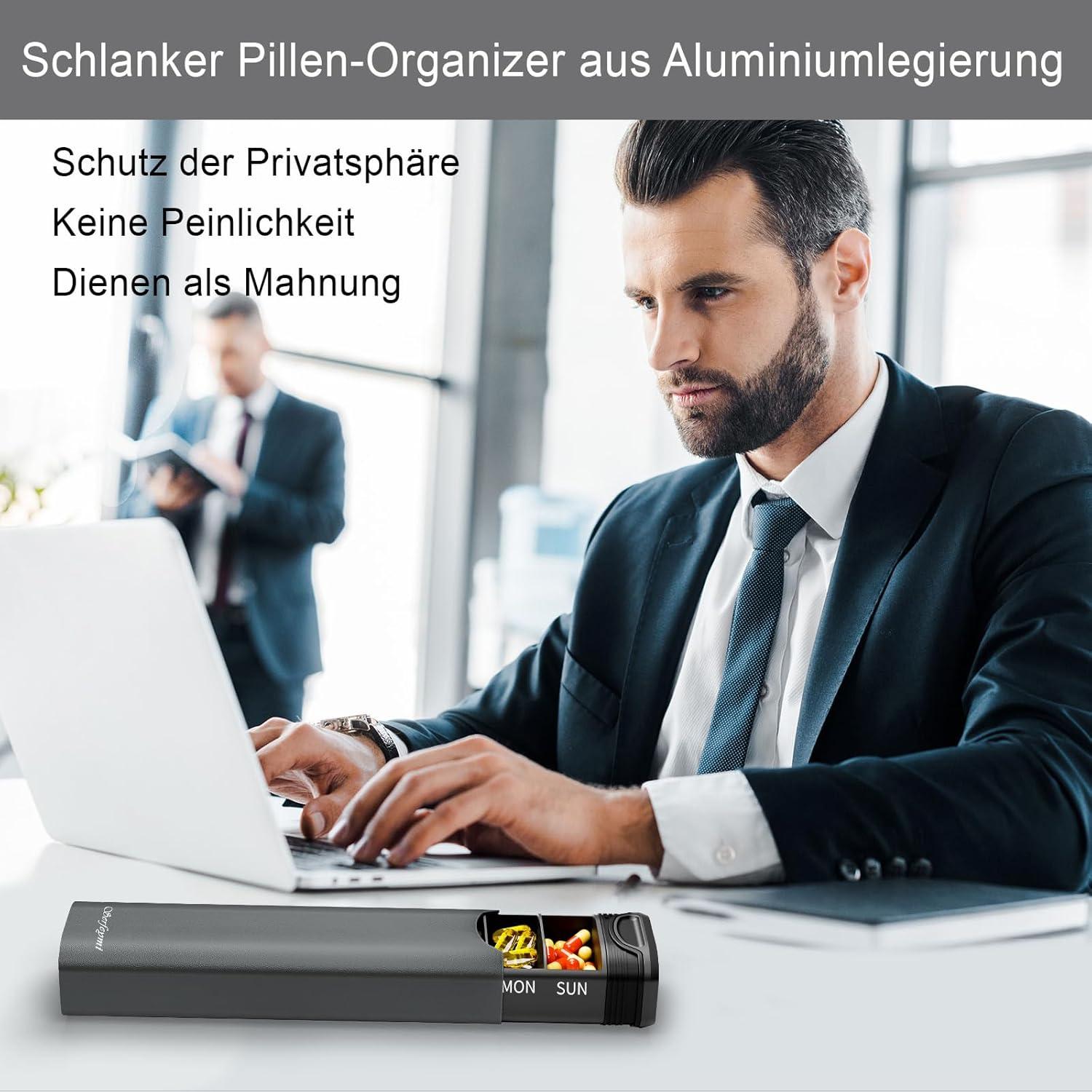 Serfeymi Tablettenbox 7 Tage Metall Pillendose Organizer