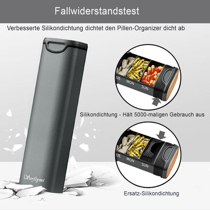 Tablettenbox 7 Tage Metall Medikamenten Organizer