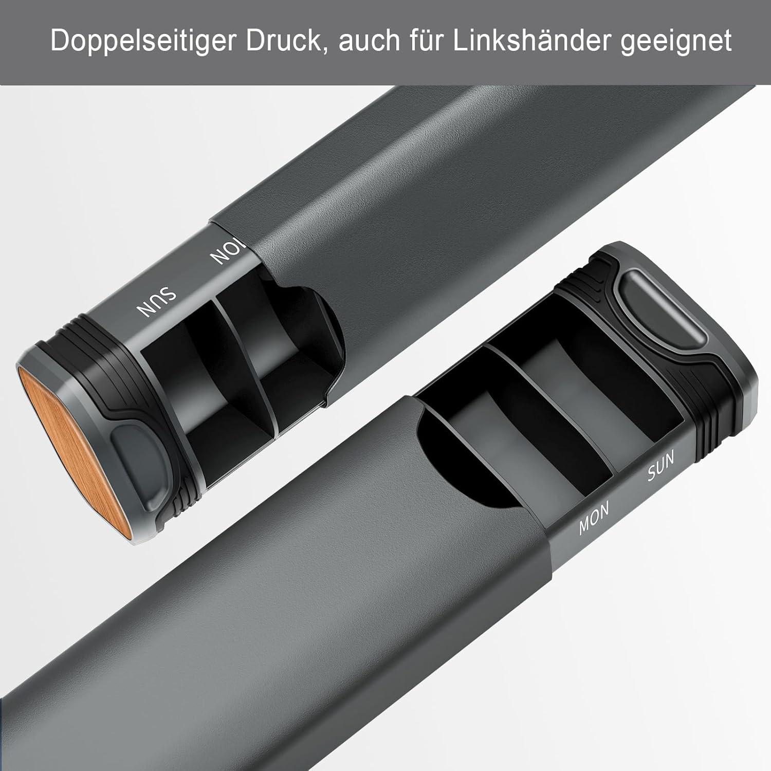 Serfeymi Tablettenbox 7 Tage Metall Pillendose Organizer Gray