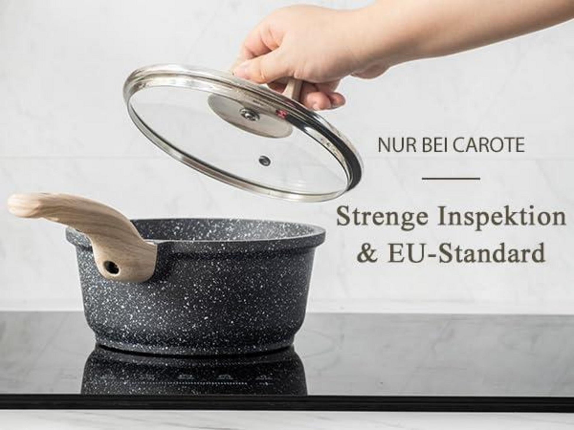 16 cm Stieltopf mit Deckel Antihaft induktionsgeeignet