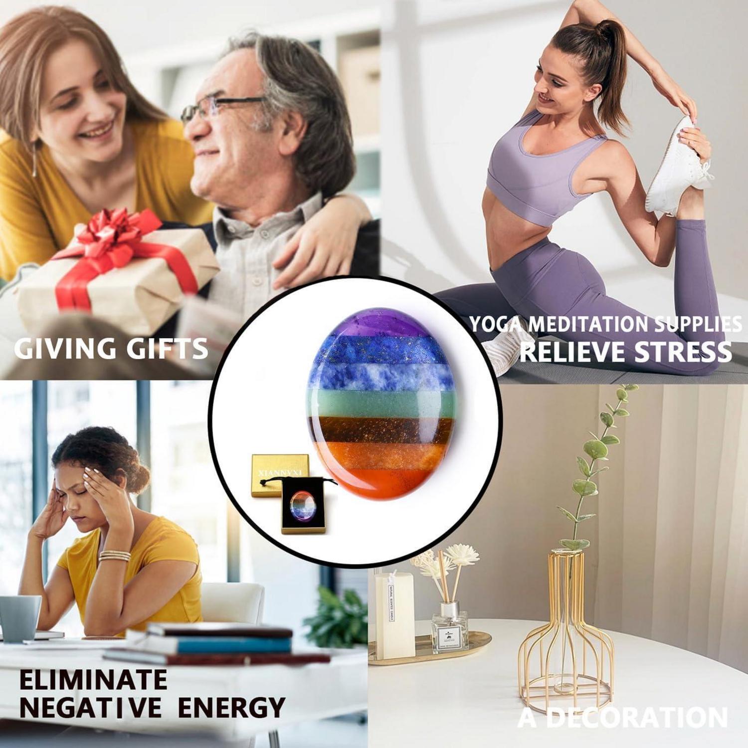 Chakra Kristalle Steine Natürlich poliert Oval Pocket Stein Stress Relief