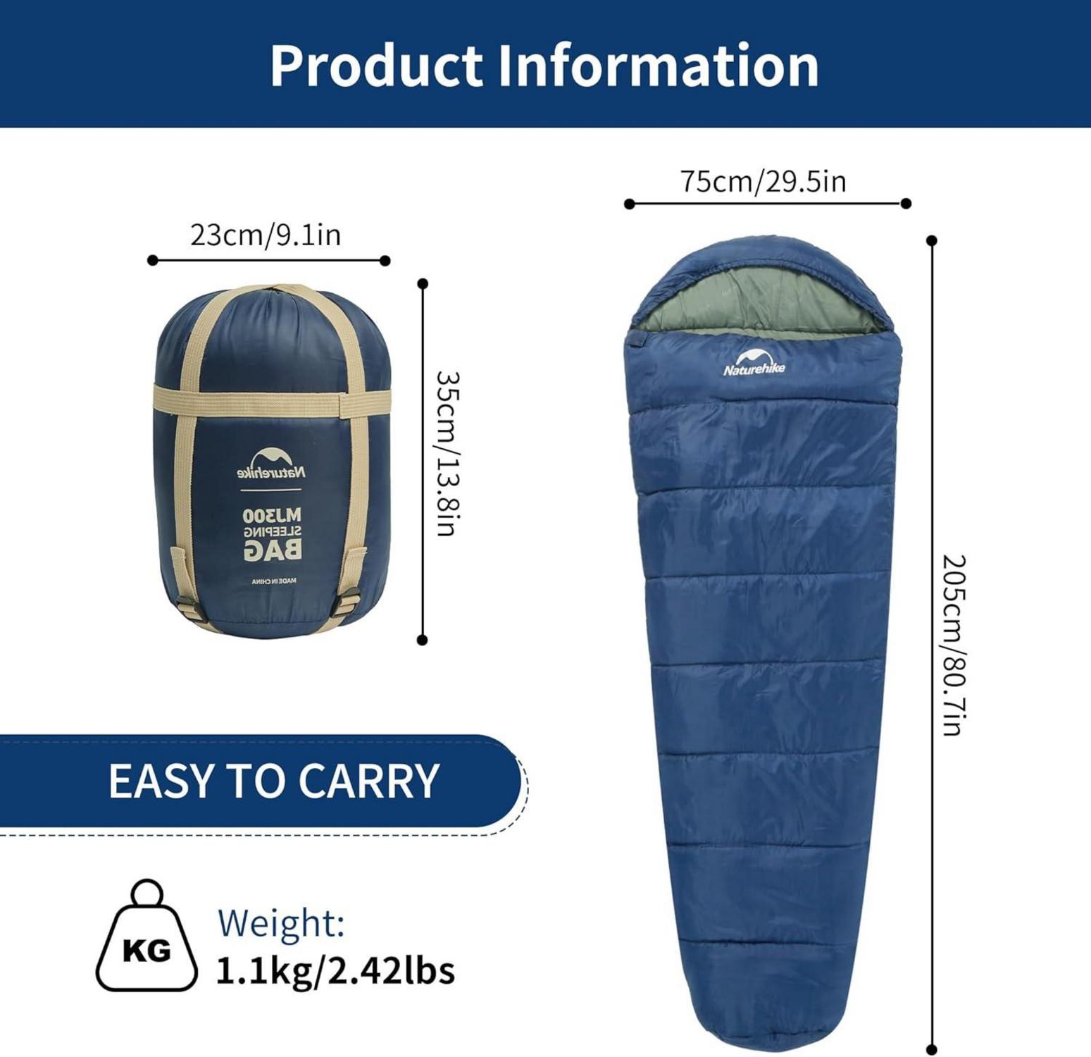 Naturehike Mumienschlafsack Baumwolle Camping Erwachsene