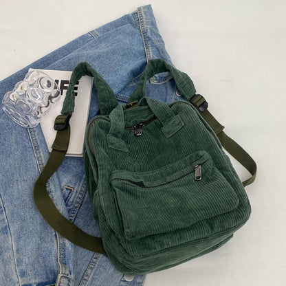 Kleiner Damen Rucksack Cord Daypack Grün Disneyurlaub