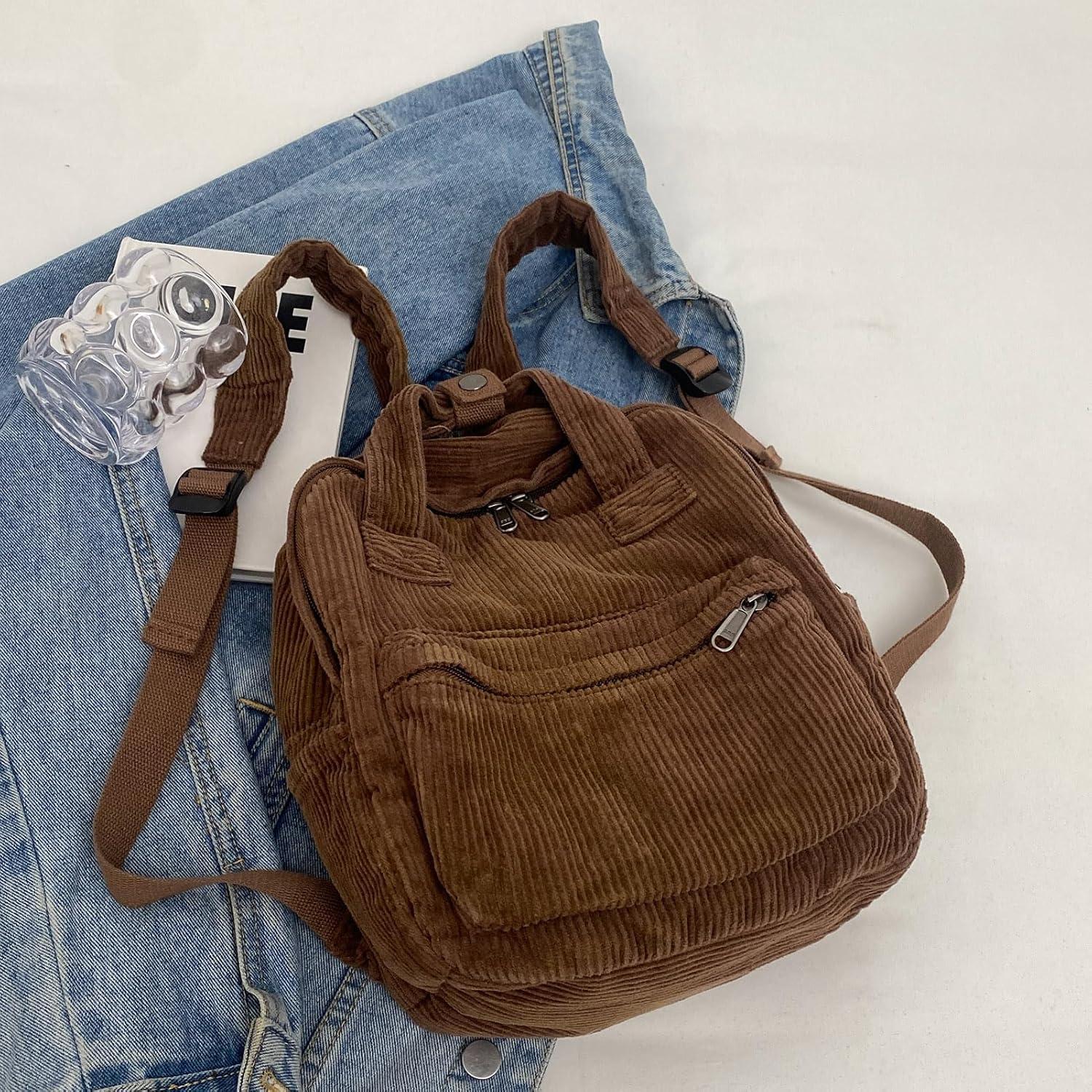 Kleiner Damen Cord-Rucksack für Schule & Reisen