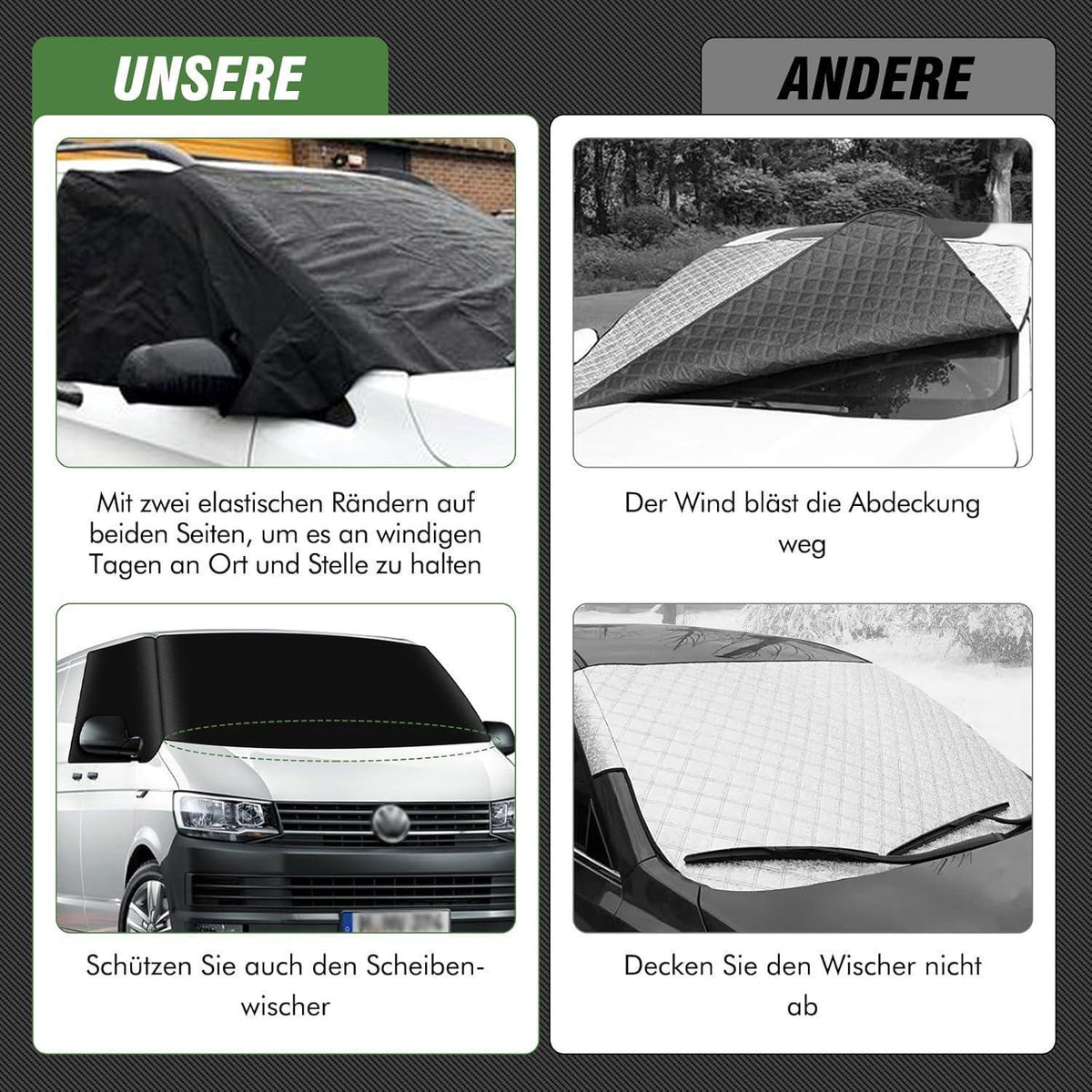 VW T4 Frontscheibenabdeckung – Wasserdicht & Verdunkelnd
