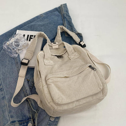 Kleiner Makukke Cord Damen Rucksack Beige Backpack DIY-fähig
