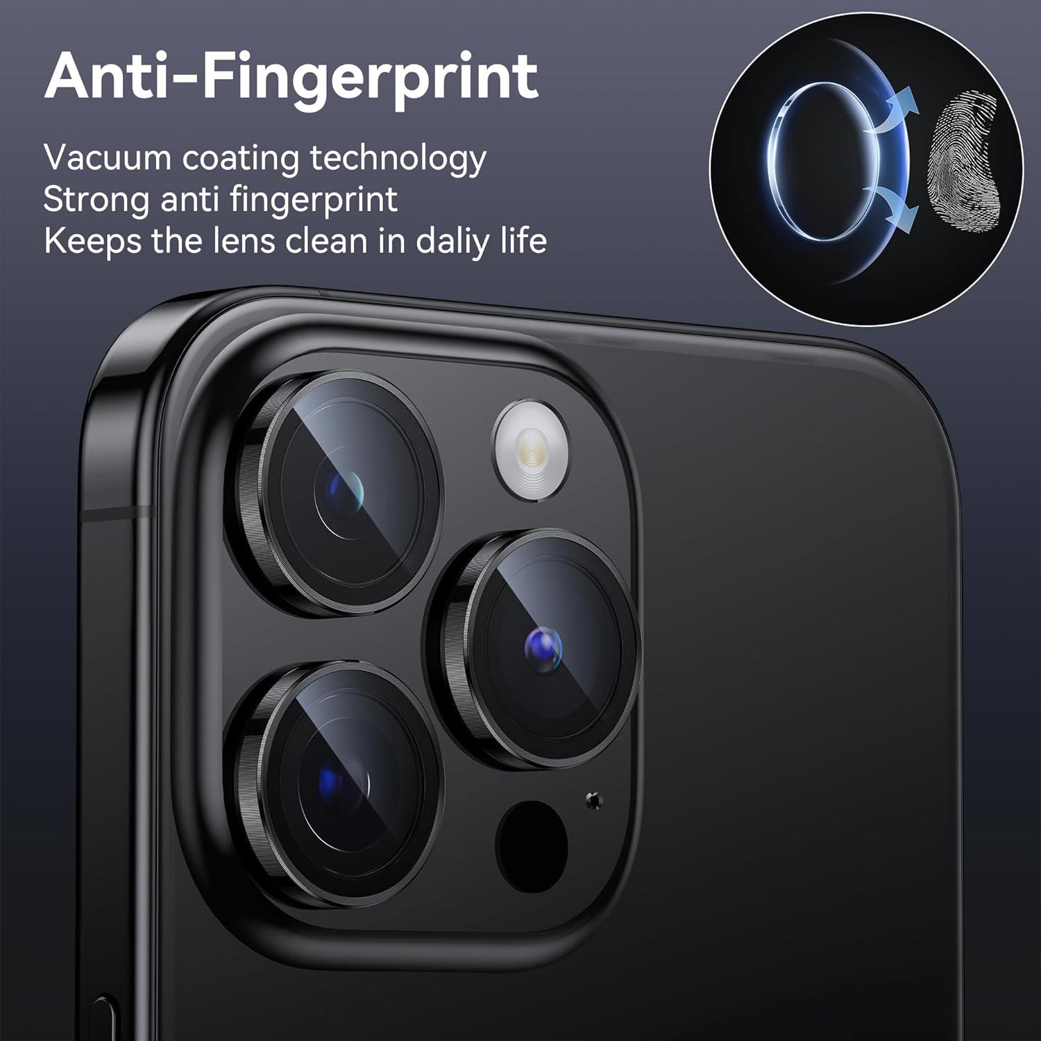 WSKEN iPhone 15 Pro/15 Pro Max Kameraschutz - 9H Härte, HD Displayschutz, Freundlich, Schwarz