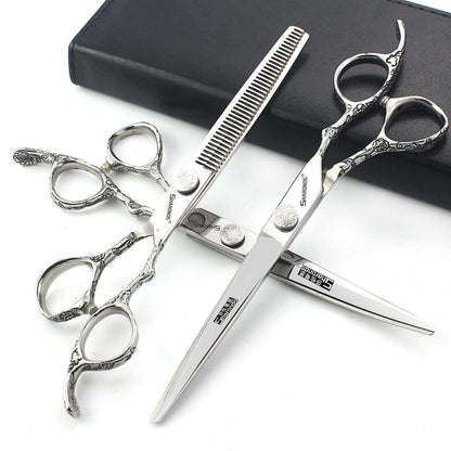 7-Zoll Friseurschere Set Rosenmuster – Japanisches Edelstahl
