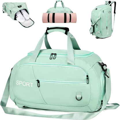 Wasserdichte Sporttasche 40L Rucksack Schuhfach Grün