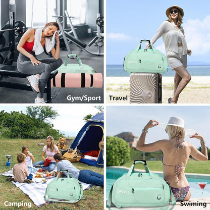 Wasserdichte Sporttasche 40L Rucksack Schuhfach Grün