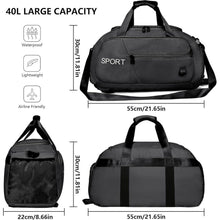 Wasserdichte Sporttasche 40L Rucksack Schuhfach Schwarz