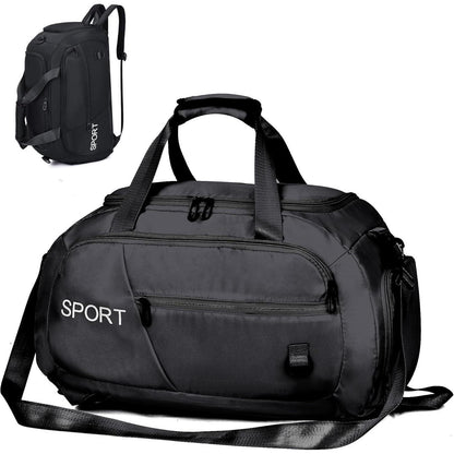 Wasserdichte Sporttasche 40L Rucksack Schuhfach Schwarz