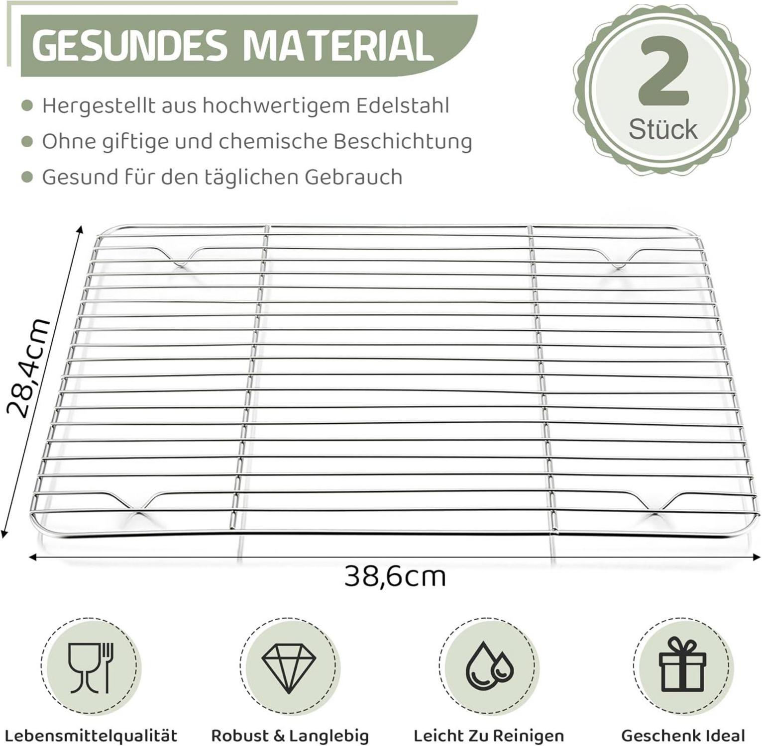 Joyfair Abkühlgitter Set Edelstahl Kuchengitter 38,6 x 28,4
