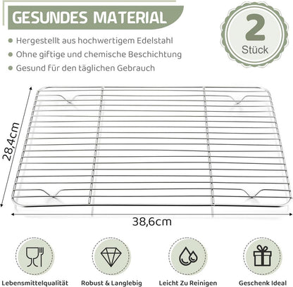 Joyfair Abkühlgitter Set Edelstahl Kuchengitter 38,6 x 28,4