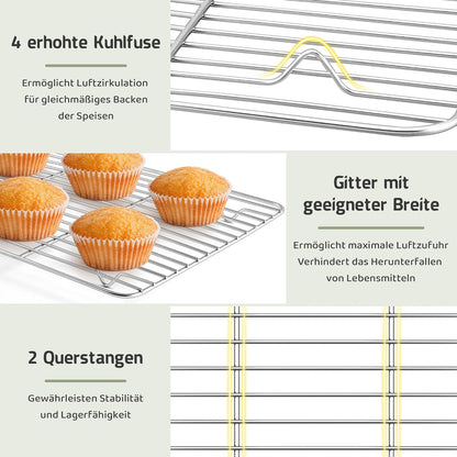 Abkühlgitter Set Edelstahl 38,6x28,4cm Backgitter Kühlen