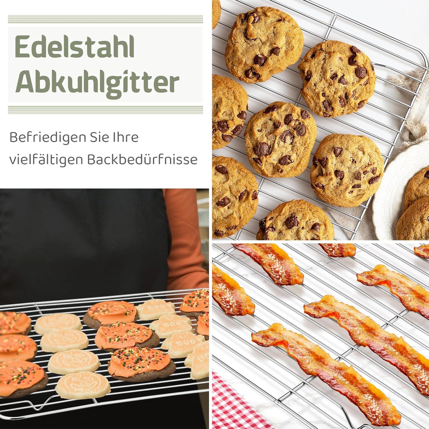Abkühlgitter 2er Set Edelstahl Kuchengitter 38,6x28,4 cm Ofenfest