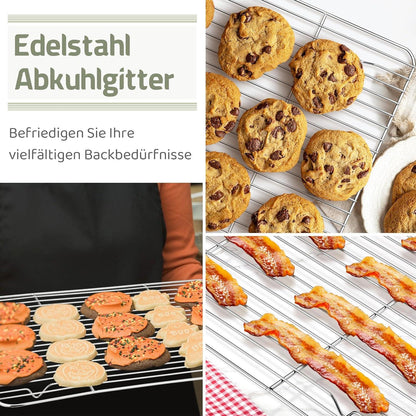 Abkühlgitter 2er Set Edelstahl Kuchengitter 38,6x28,4 cm Ofenfest