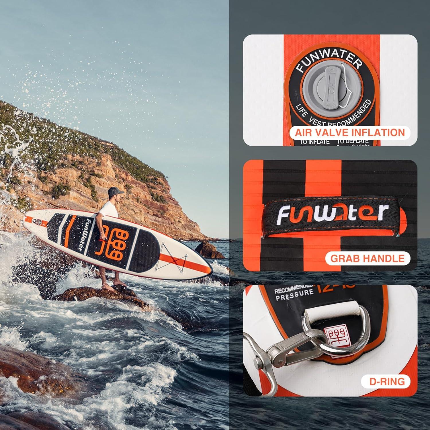 Aufblasbares SUP Paddle Board Set mit Verstellbarem Paddel, Handpumpe, Anti-Rutsch Deck für Erwachsene