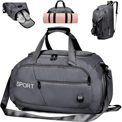 40L Sporttasche Wasserdicht Reisetasche Schuhfach Nassfach Rucksackfunktion