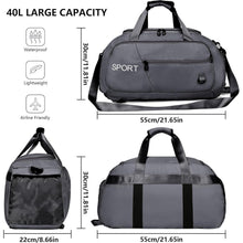 40L Sporttasche Wasserdicht Reisetasche Schuhfach Nassfach Rucksackfunktion