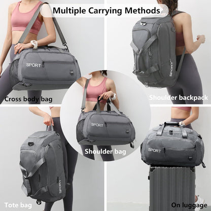 40L Sporttasche Wasserdicht Reisetasche Schuhfach Nassfach Rucksackfunktion