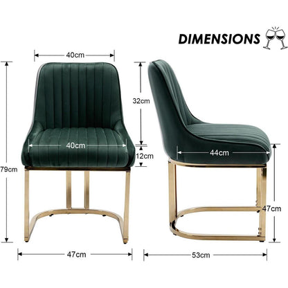 Esszimmerstühle Set 4 Grün, Samt & Metall Modern