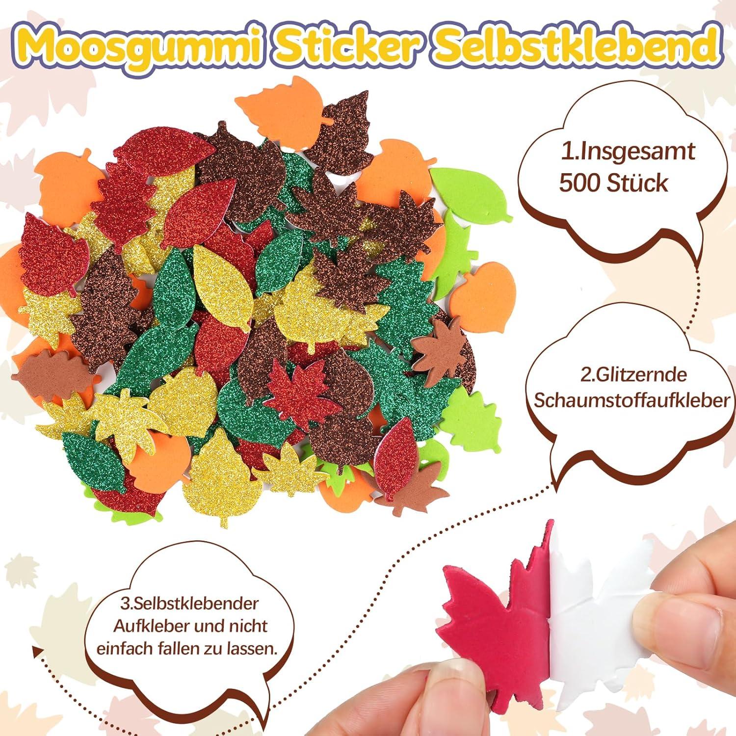Herbst Bastelset Kinder 500 Stück Ahornblatt Moosgummi Sticker