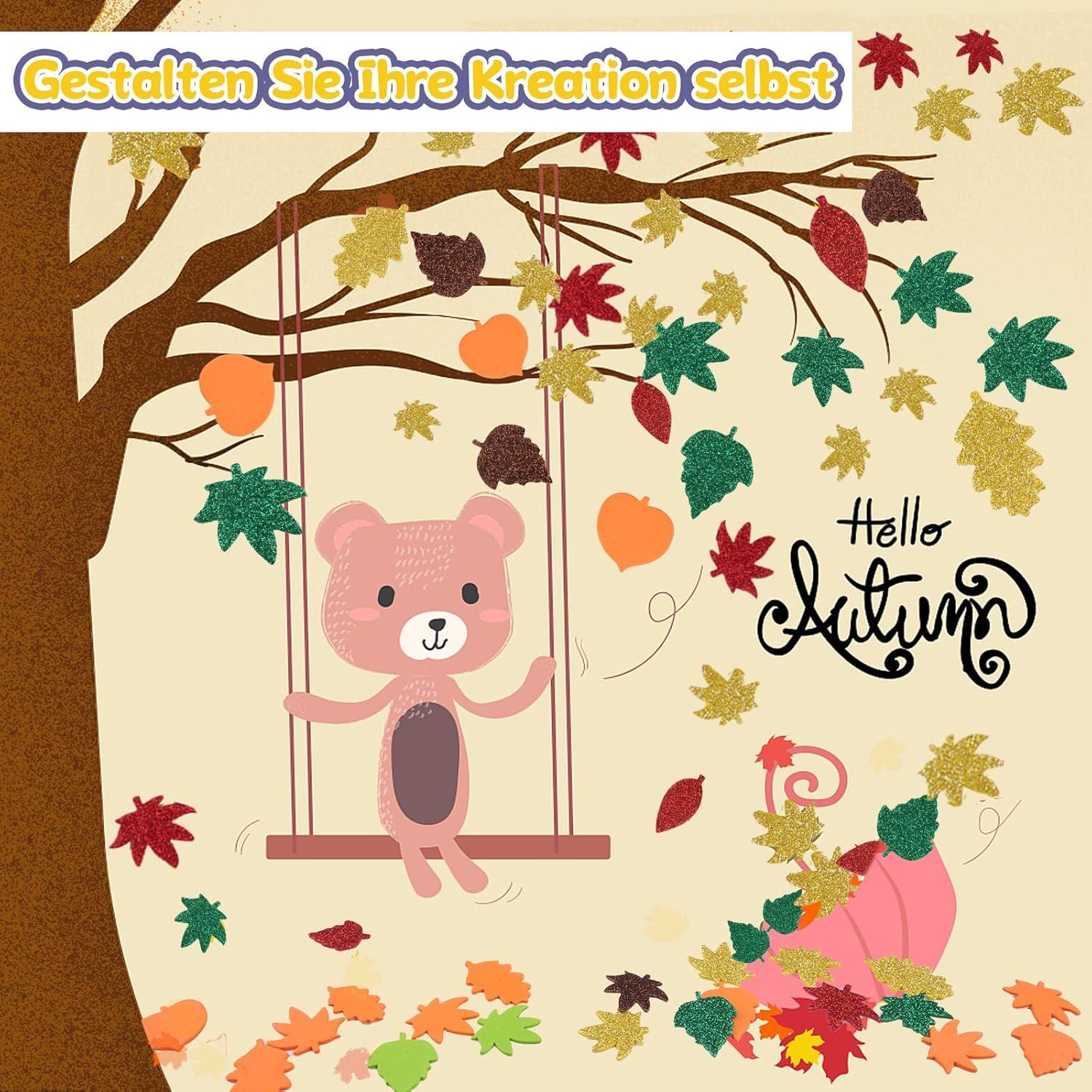 Herbst Bastelset Kinder Ahornblatt Aufkleber Sticker 500 Stk. DIY Deko