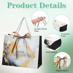 8er Set Geschenktaschen, Papier Geschenktüten Blau Grün