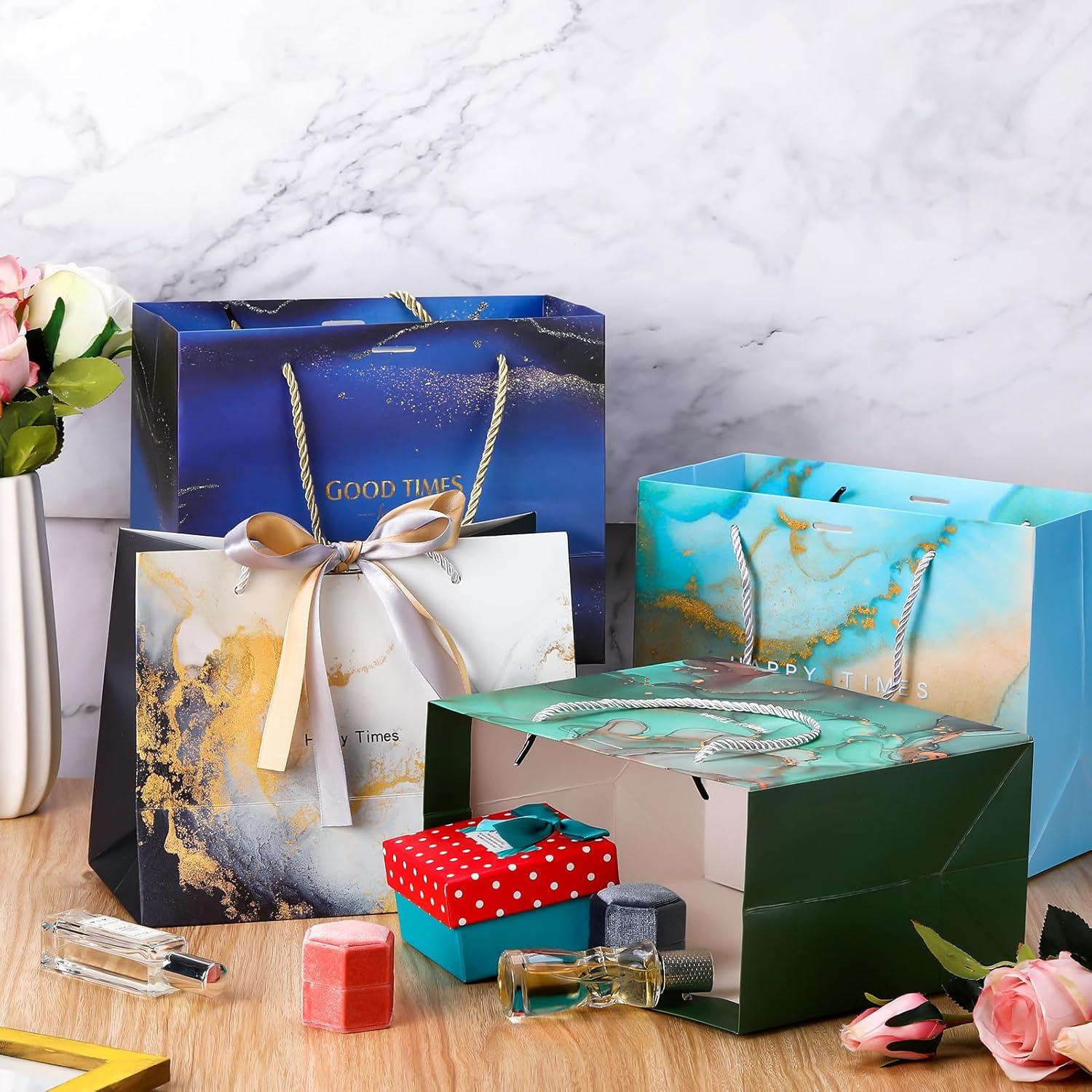 Livdouyu 8er Pack Geschenktüten Blau Grün Weiß für Party Neujahrsgeschenk