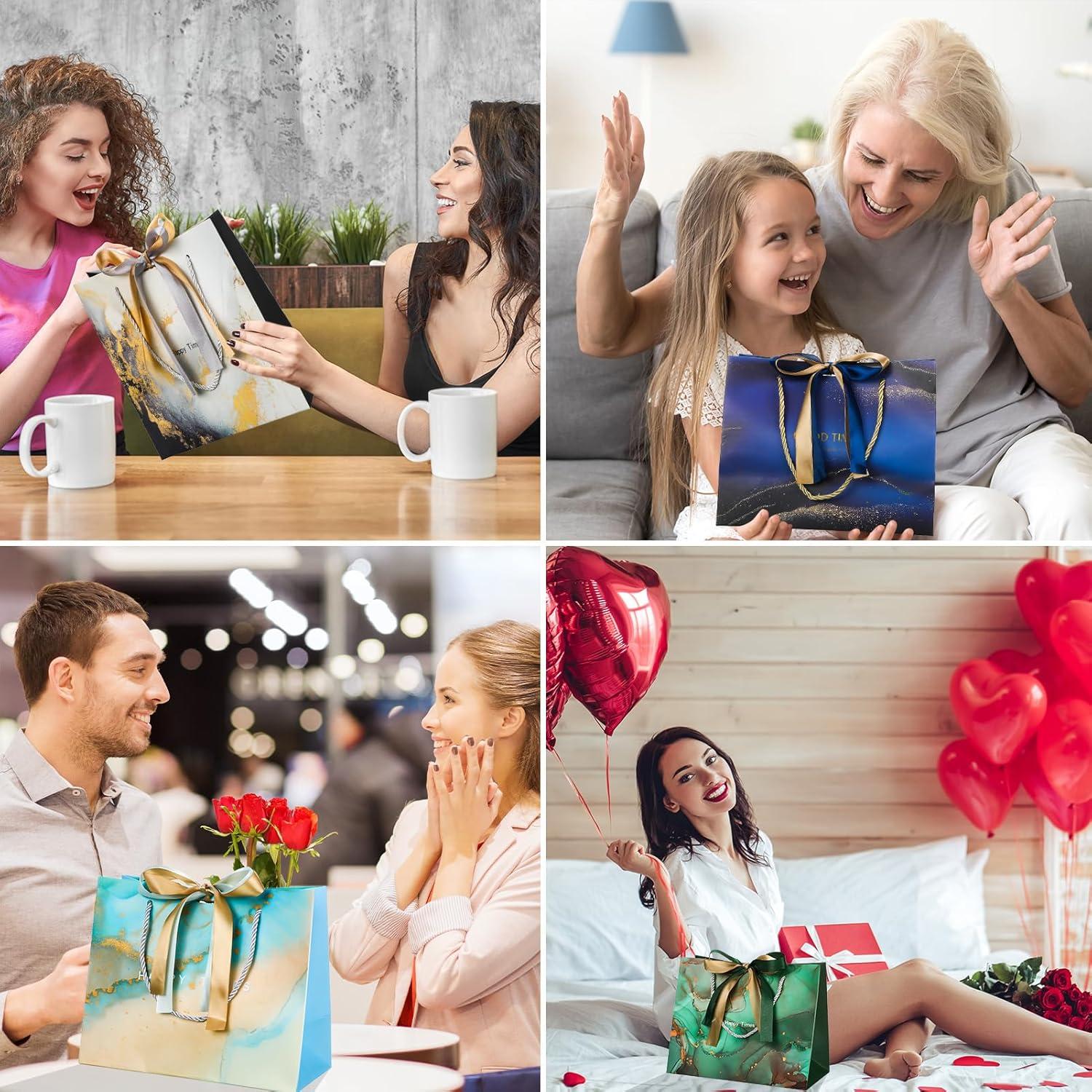 8er Pack Geschenktasche Weiß 230gsm Papier für Geburtstag & Hochzeit