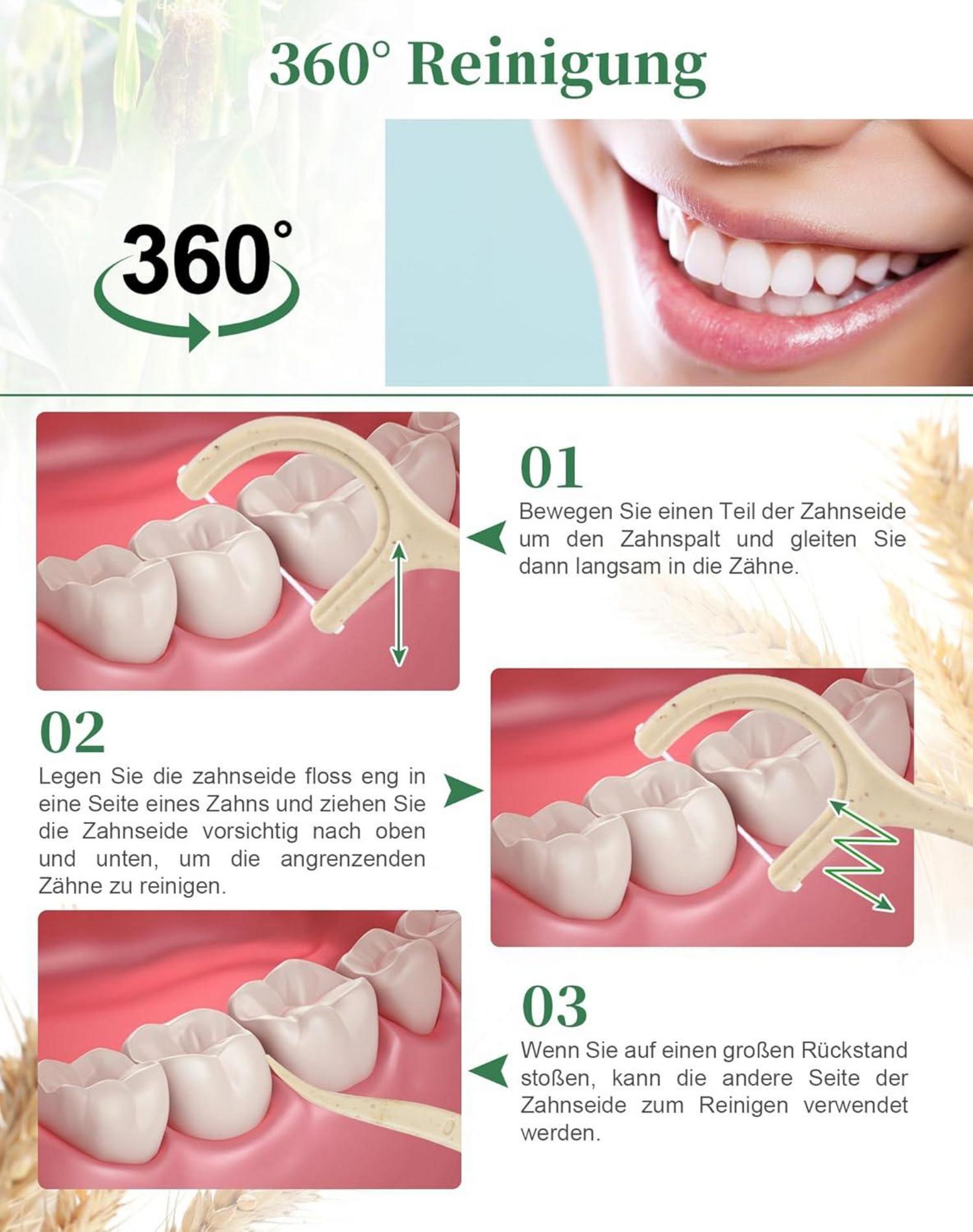 300er Pack Zahnseide Sticks Natur & Vegan dental floss Stick in