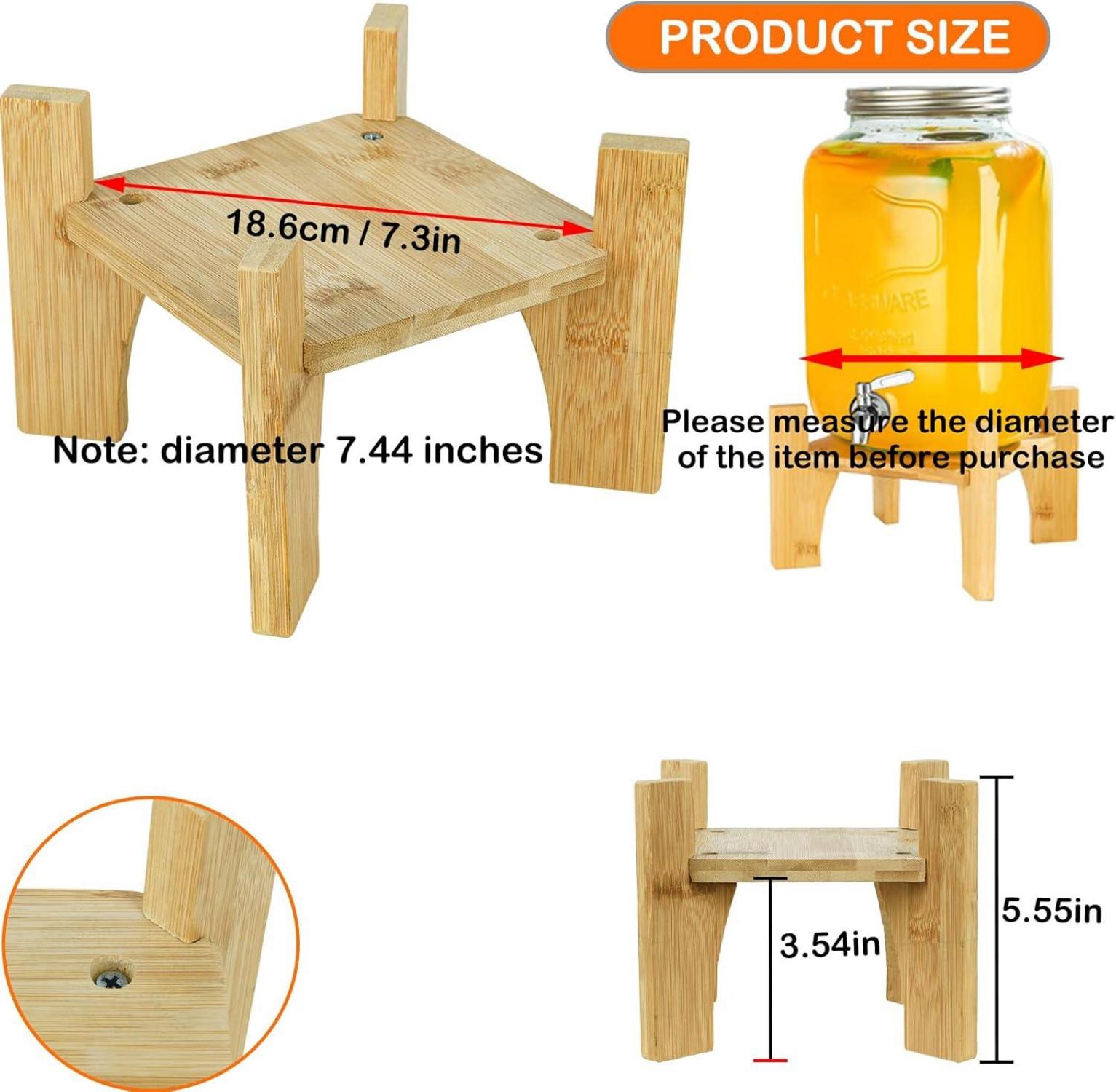 Getränkespender Ständer Bambus 3,5 Liter Wasserkrüge 7,3