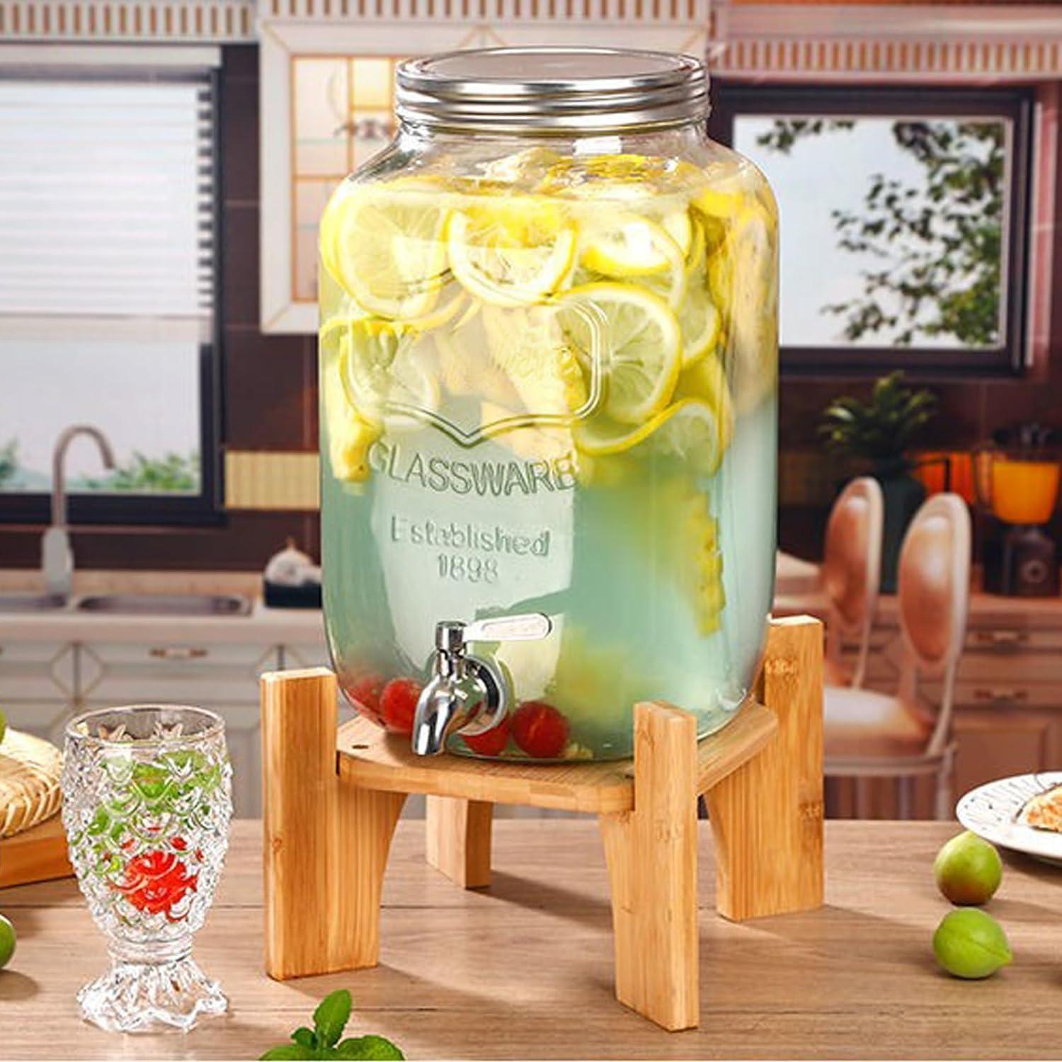 Getränkespender Ständer Bambus für 3,5 Liter Wasserkrüge 7,3 Zoll