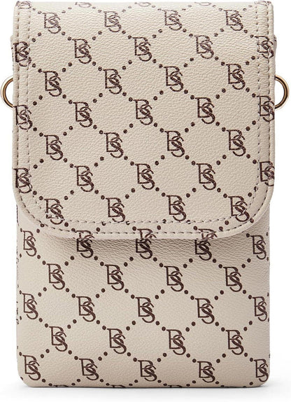 Kleine Umhängetasche Damen Handy Geldbörse PU Leder Designer Beige