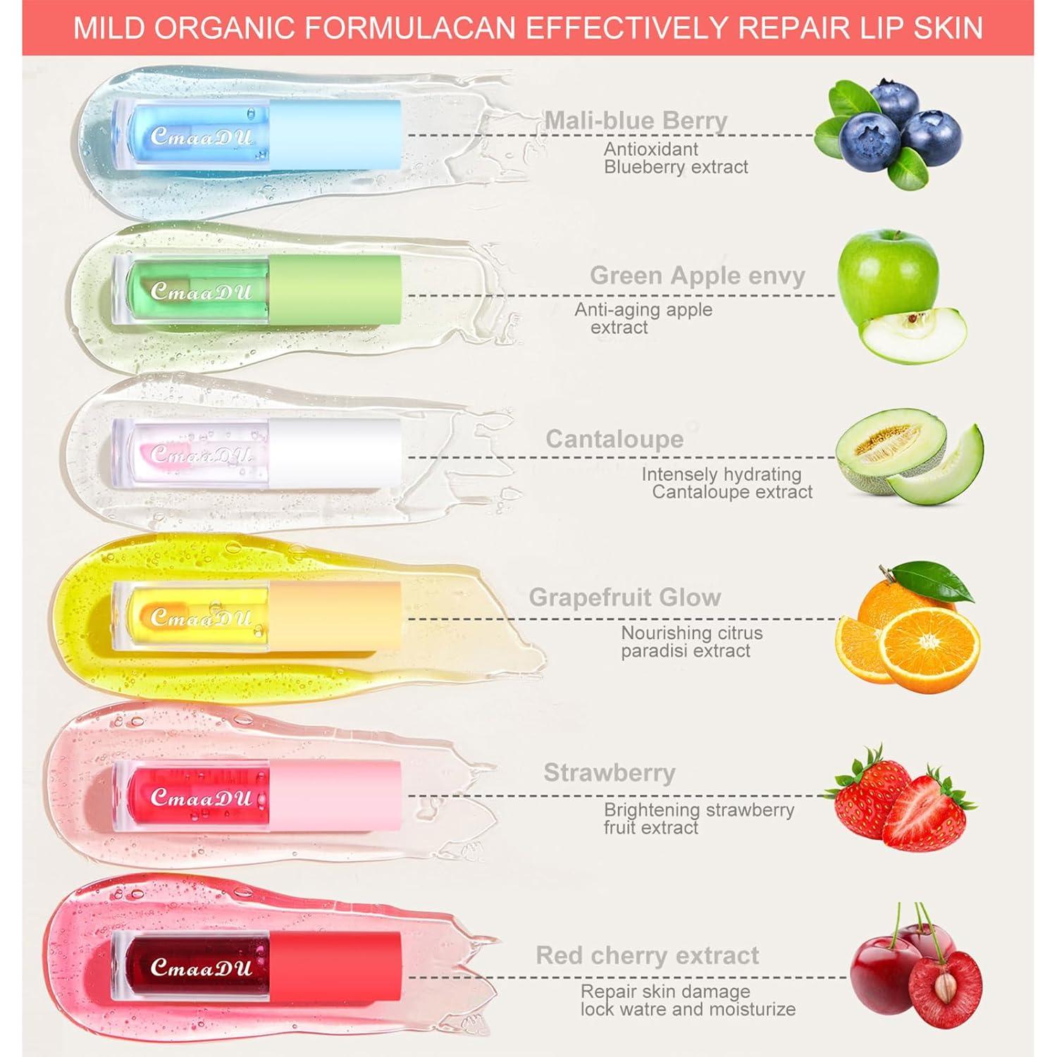 6 Farben Glossy Lip Gloss Fruity Moisturizing Lip Oil Sheer