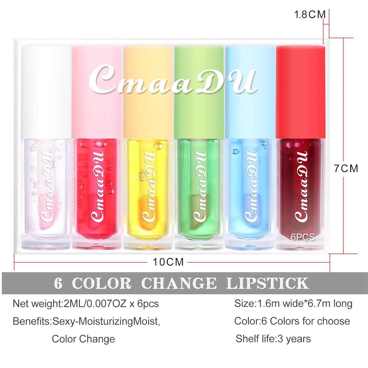 6er Set Glossy Lip Gloss, Fruity Moisturizing Lip Oil Sheer Glossy